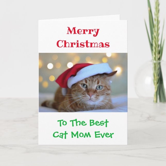Weihnachts beste Cat-Mama je Foto Karte (Vorderseite)