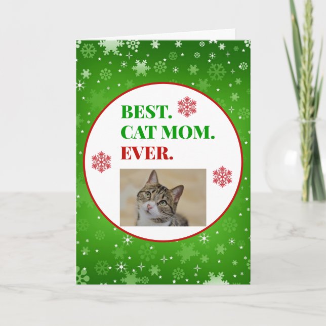Weihnachts beste Cat-Mama je Foto Karte (Vorderseite)