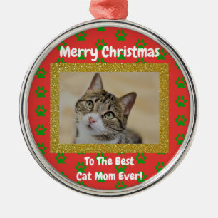 Weihnachts beste Cat Mama je Pet Foto Ornament Aus Metall