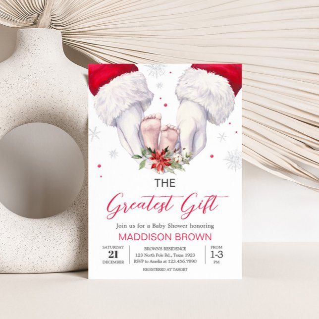 Weihnachts-Beste Geschenksäulendusche Einladung (Santa Christmas Greatest Gift Baby Shower Invitation
)