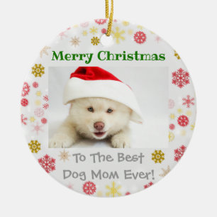 Weihnachts-Beste Hunde-Mama je Foto Keramik Ornament