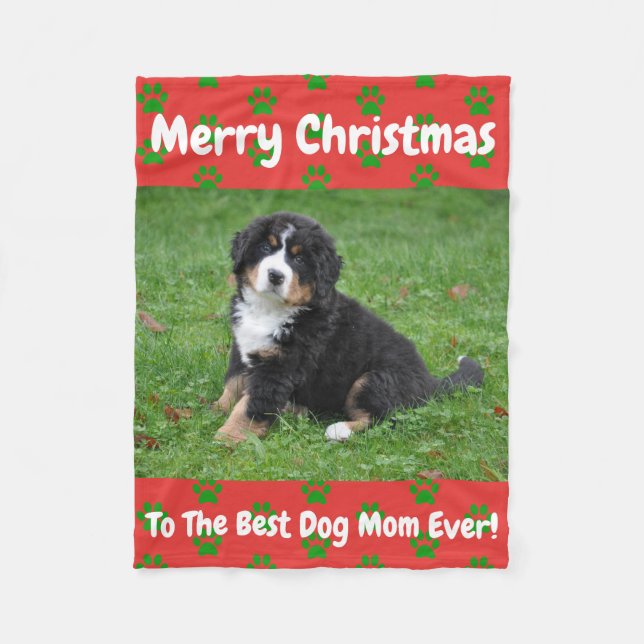 Weihnachts Beste Hündin Mama je Begleiter Foto Fleecedecke (Vorderseite)