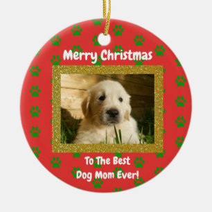 Weihnachts Beste Hündin Mama je Begleiter Foto Keramik Ornament