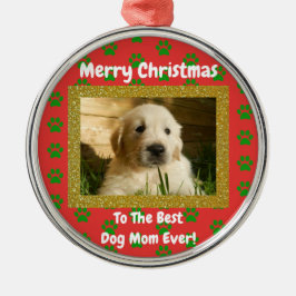 Weihnachts Beste Hündin Mama je Begleiter Foto Ornament Aus Metall