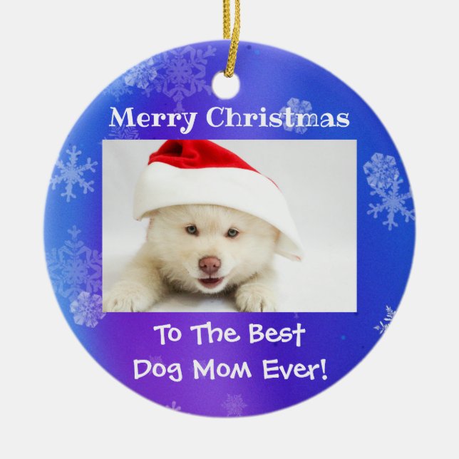 Weihnachts-Beste Hündin-Mama je Foto Keramik Ornament (Vorne)