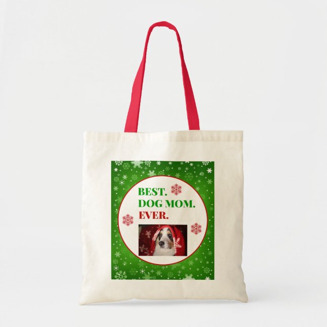 Weihnachts-Beste Hündin-Mama je Foto Tragetasche (Vorne)