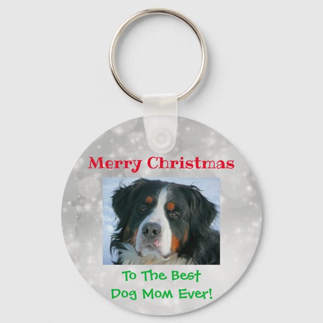Weihnachts Beste Hündin Mama je Haustier Custom Fo Schlüsselanhänger (Vorderseite)