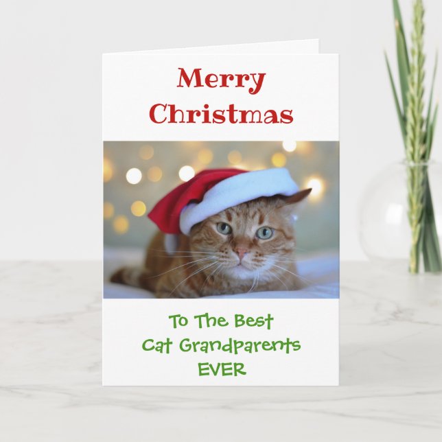 Weihnachts Beste Katze Großeltern je Foto Karte (Vorderseite)