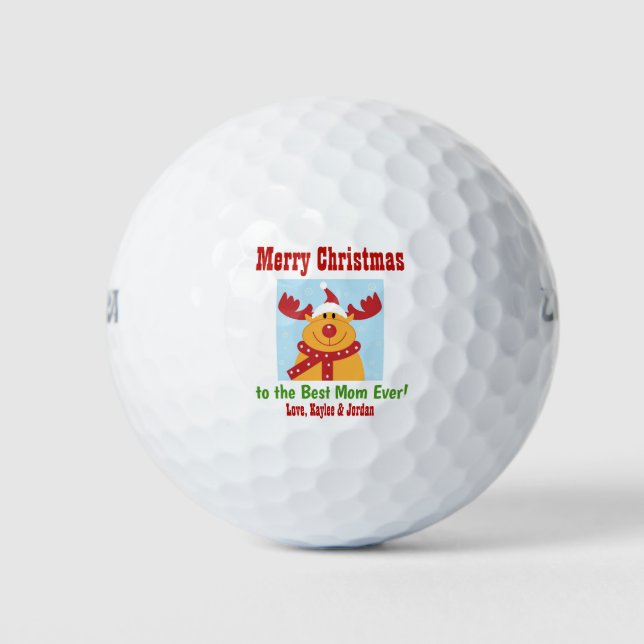 Weihnachts beste Mama je Name Rentier Golfball (Vorderseite)