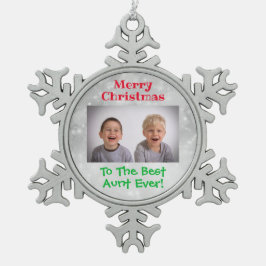 Weihnachts-Beste Tante je Kind Foto Schneeflocken Zinn-Ornament
