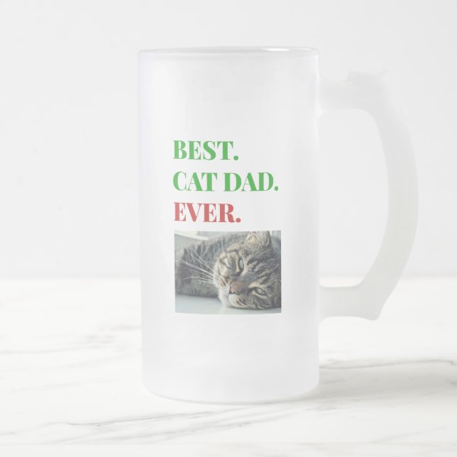 Weihnachts Bester Cat Vater je Foto Mattglas Bierglas (Rechts)