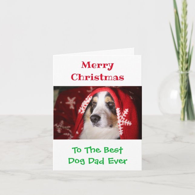 Weihnachts Bester Hund Vater je Begleiter Foto Karte (Vorderseite)