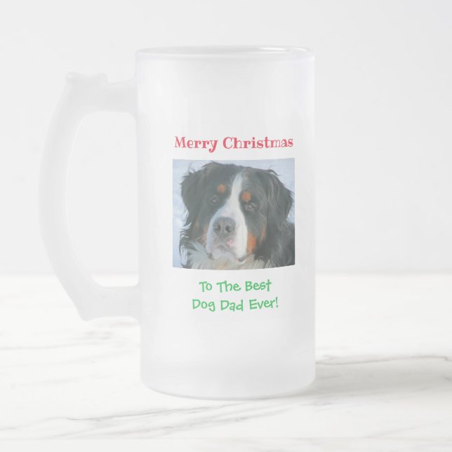 Weihnachts Bester Hund Vater je Begleiter Foto Mattglas Bierglas (Links)