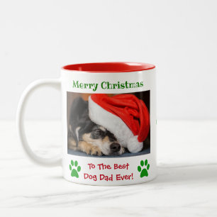 Weihnachts-Bester Hund-Vater je Hund Foto Zweifarbige Tasse