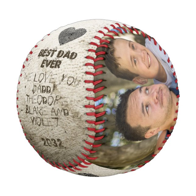 Weihnachts Bester Vater je DIY FotoCollage Keepake Baseball (Schrägansicht)