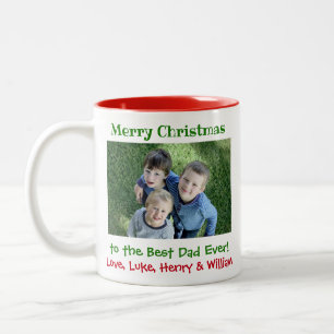 Weihnachts Bester Vater je Kinder Foto Einfach Zweifarbige Tasse