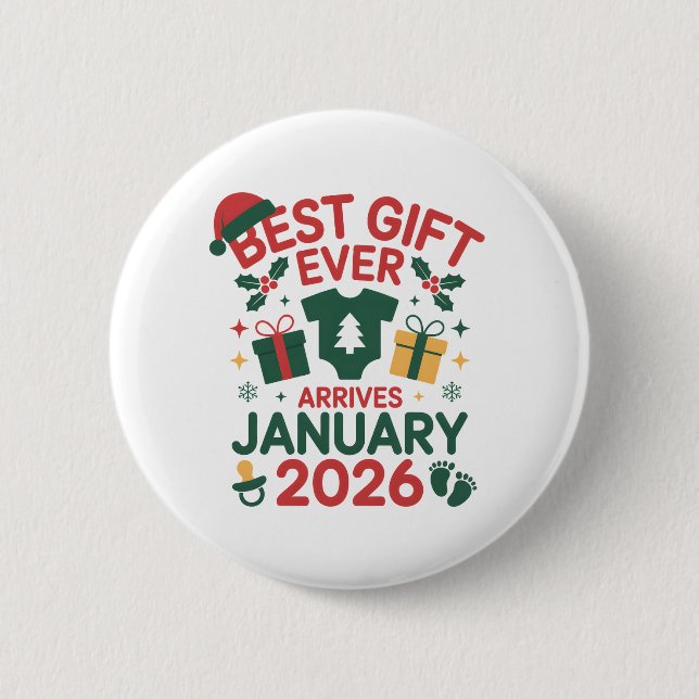Weihnachts Bestes Geschenk Ankunft Januar 2026 Paa Button (Vorderseite)