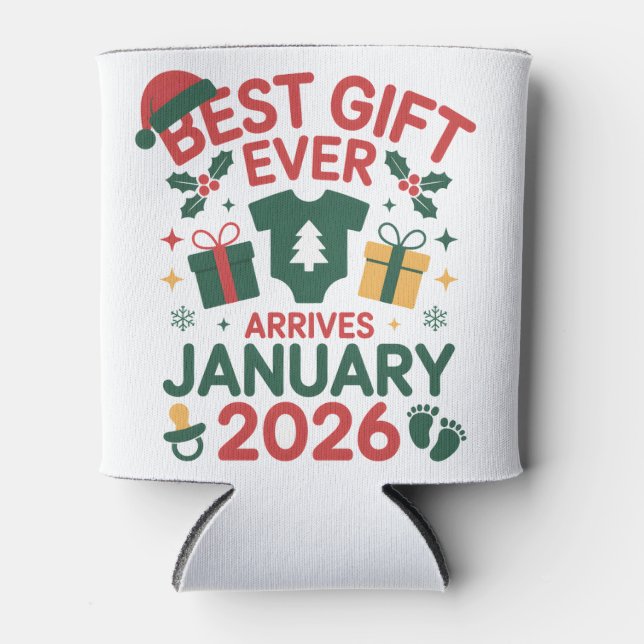 Weihnachts Bestes Geschenk Ankunft Januar 2026 Paa Dosenkühler (Vorderseite)