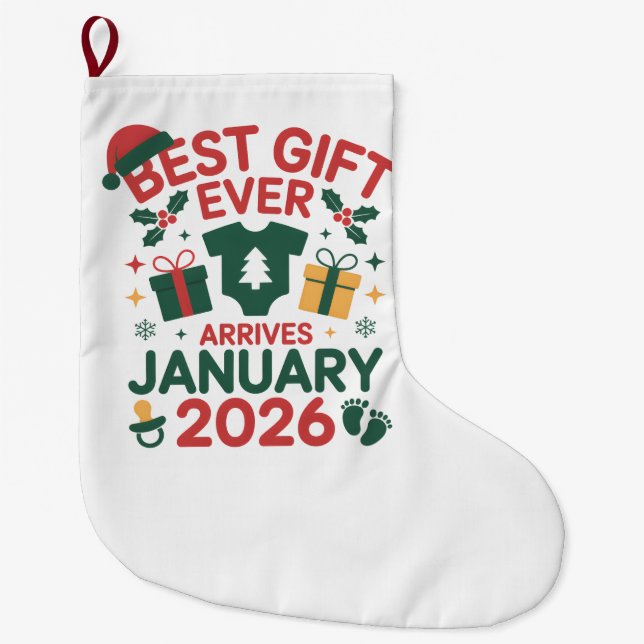 Weihnachts Bestes Geschenk Ankunft Januar 2026 Paa Großer Weihnachtsstrumpf (Vorderseite)