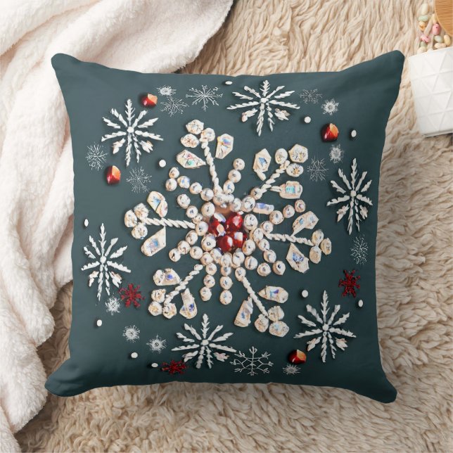 Weihnachts bestickte Schneeflocke Kissen (Decke)
