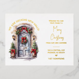 Weihnachts-Bewegung Ankündigung Gold Foil Postkart
