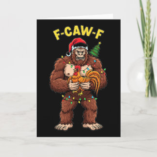 Weihnachts Bigfoot hält Huhn Lustiger Feiertag Karte