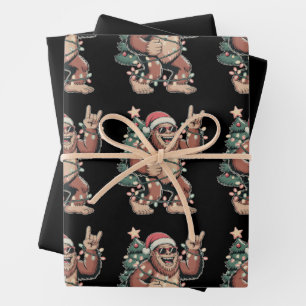 Weihnachts Bigfoot Sasquatch Weihnachtsmannmütze W Geschenkpapier Set