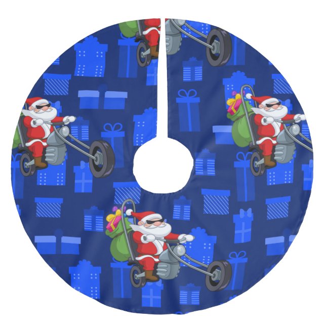 Weihnachts-Biker Polyester Weihnachtsbaumdecke (Vorderseite)