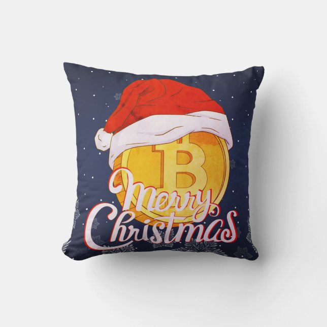 Weihnachts-Bitcoin - Tageshändler - Geschenk Kissen (Vorderseite)