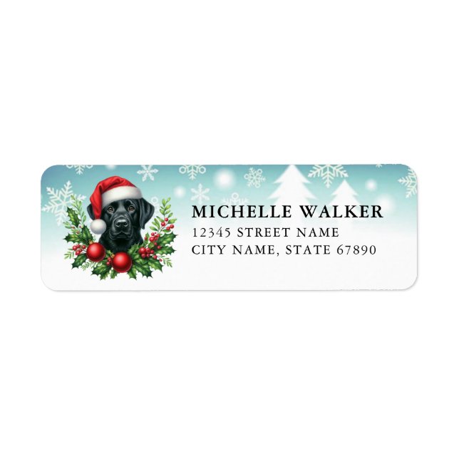 Weihnachts Black Labrador Retriever Address Labels (Vorne)