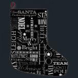 Weihnachts-Blackboard-Stil Weihnachten Strumpf Großer Weihnachtsstrumpf<br><div class="desc">Alle Lieblings-Weihnachts-Stimmung auf einem smarten,  schwarz-weiß typografischen Weihnachtsweihnachtsweih-Strumpf im schwarzen Chalkboard-Stil. Freuen Sie sich auf ein saisonales Interieur und ein perfektes Geschenk voller Feiertage.</div>