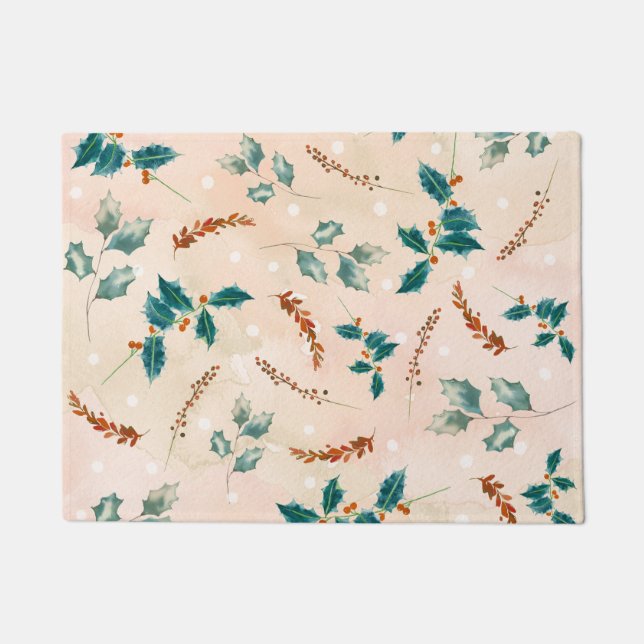 Weihnachts-Blätter Boho Pattern Fußmatte (Vorderseite)