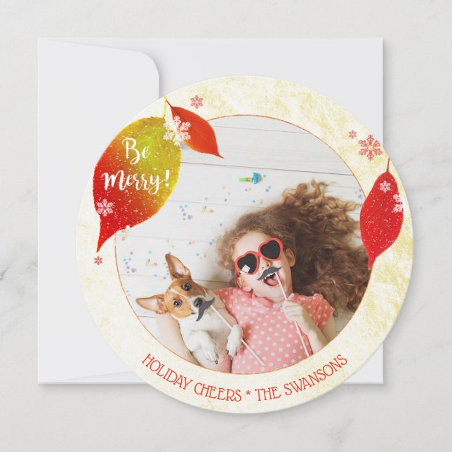 Weihnachts-Blätter Foto Feiertagskarte (Vorderseite)