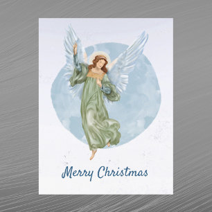 Weihnachts-Blau-Engel-Aquarell Feiertagspostkarte