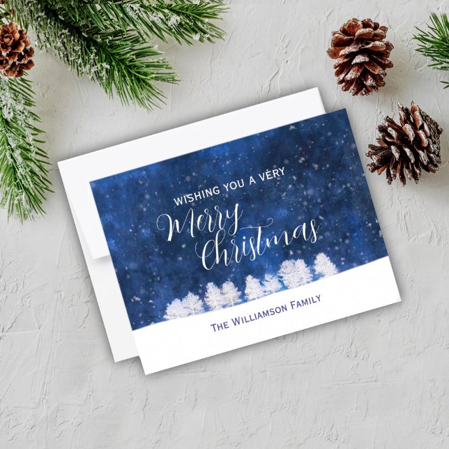 Weihnachts-Blau und Weiß-Winter-Schneeszene Postkarte (Von Creator hochgeladen)