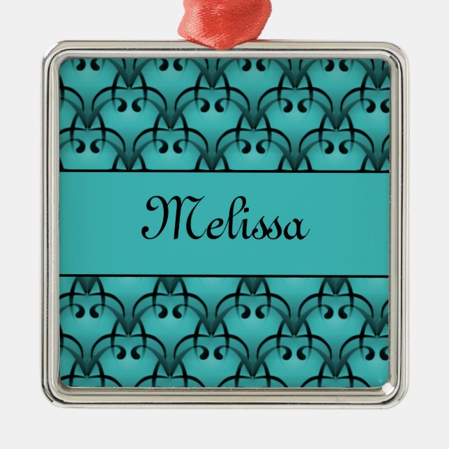 Weihnachts-Bliss-Premium-Platz-Ornament, Aquamarin Ornament Aus Metall (Vorne)