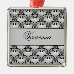 Weihnachts-Bliss Premium-Platz-Ornament, Grau Silbernes Ornament