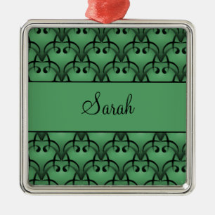 Weihnachts-Bliss Premium-Platz-Ornament, Grün Silbernes Ornament