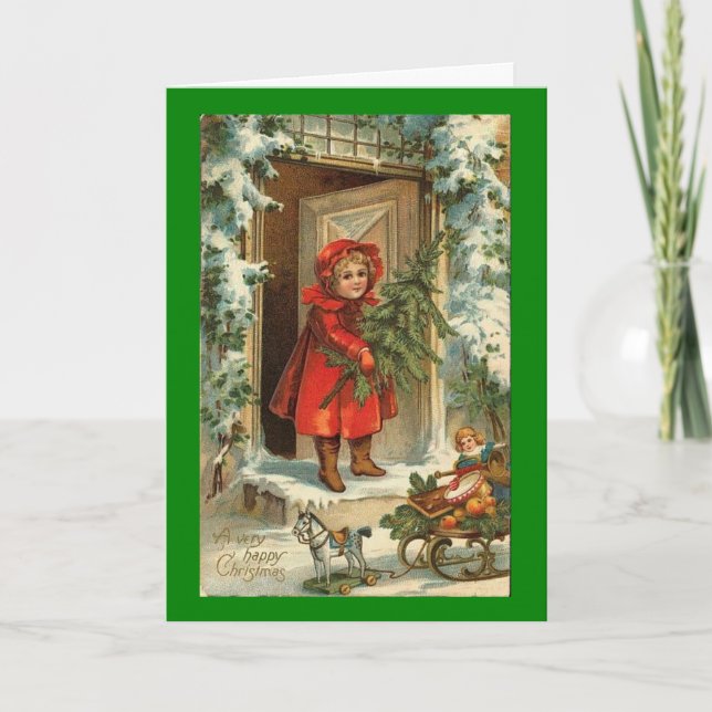 Weihnachts-Blond-Girl-Grußkarte Feiertagskarte (Vorderseite)