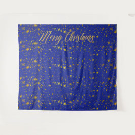 Weihnachts Blue Gold Stars Foto Stand Hintergrund Wandteppich