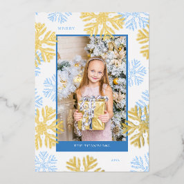 Weihnachts-Blue-Snowflake-Rahmen-Design-Licht Folien Feiertagskarte