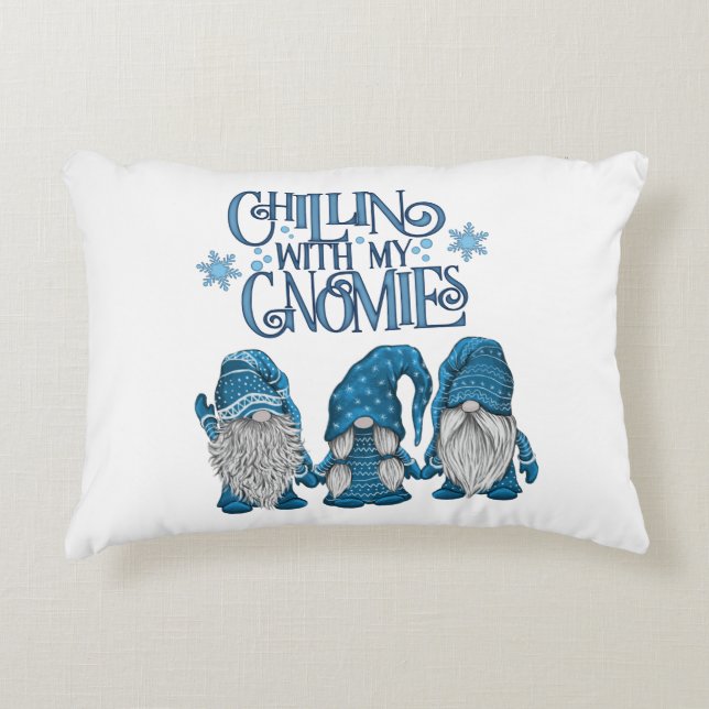 Weihnachts-Blue-Winter-Trio-Chillin mit meinen Gno Dekokissen (Vorderseite)