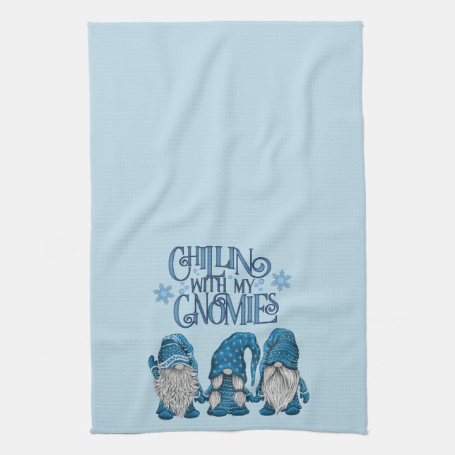 Weihnachts Blue Winter Trio Chillin mit meinen Gno Geschirrtuch (Vertikal)
