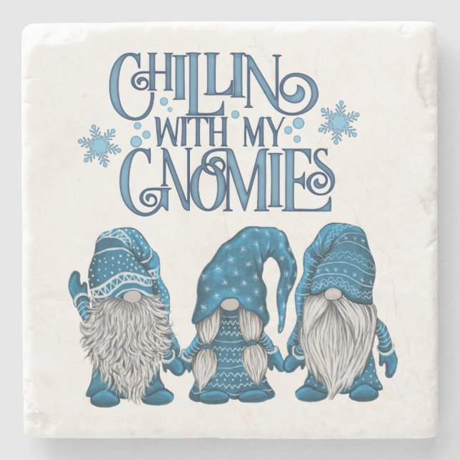 Weihnachts Blue Winter Trio Chillin mit meinen Gno Steinuntersetzer (Vorderseite)