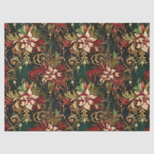 Weihnachts-Blume auf Green Decoupage Seidenpapier