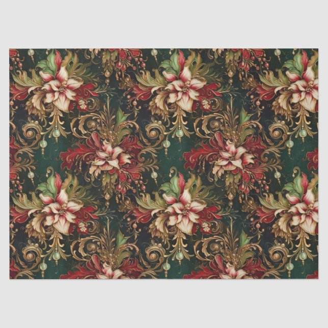 Weihnachts-Blume auf Green Decoupage Seidenpapier (Vorderseite)