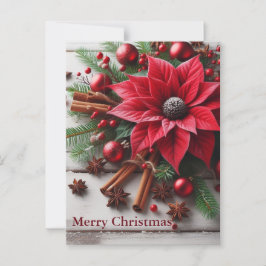 Weihnachts-Blume auf traditionellem Weißholz Postkarte