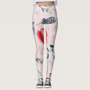 Weihnachts-Blume Blätter Boho Pattern Leggings