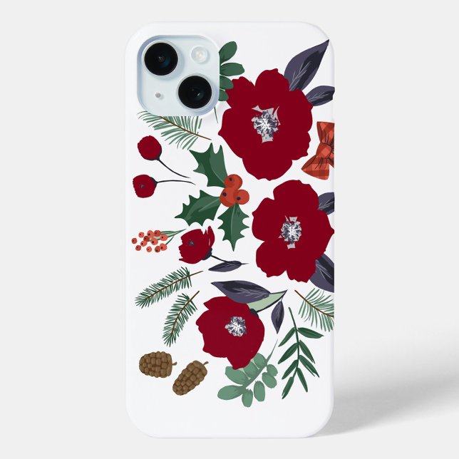 Weihnachts-Blume Case-Mate iPhone Hülle (Pretty Red Holiday Flowers iPhone Case!)