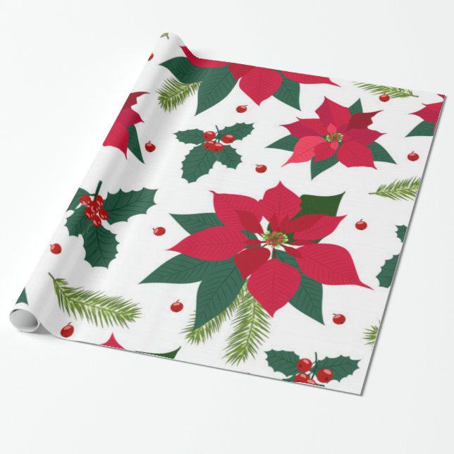 Weihnachts-Blume Geschenkpapier (Ungerollt)